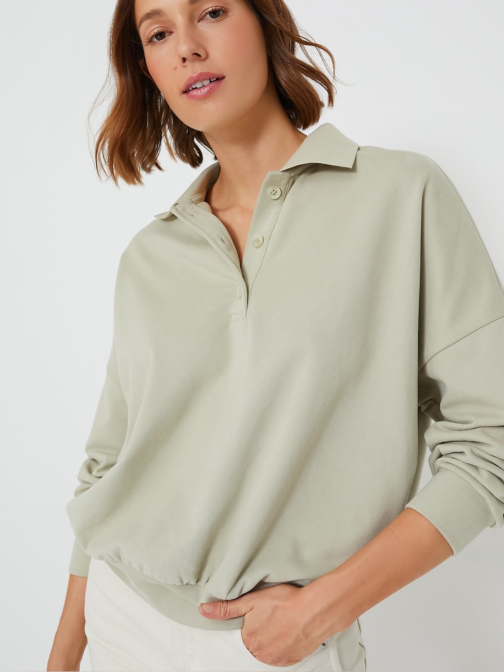 Pomander Place Bode Polo Sweatshirt In Sage Size L